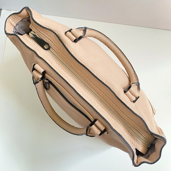 REBECCA MINKOFF REGAN pink leather black hardware top handle zipper closure bag - Picture 4 of 11